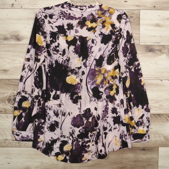 Simply Vera* Women's‎ Long Sleeve 1/4 Button Down Front Blouse Size Small Multi - Picture 2 of 7